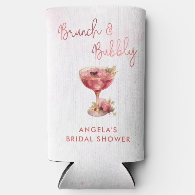 Cocktails Brunch & Bubbly Bridal Shower Seltzer Can Cooler (Front)