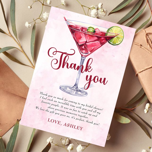 Cocktails Brunch & Bubbly Bridal Shower  Thank You Card (Creator Uploaded)