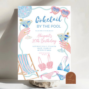 Cocktails by The Pool Birthday Invitation