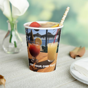 Cocktails by the Sea Custom Text Paper Cups