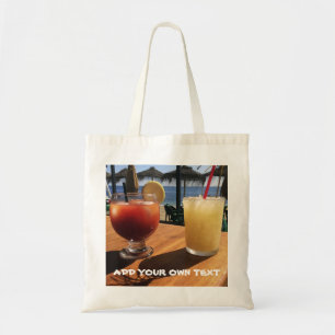 Cocktails by the Sea Custom Text Tote Bag