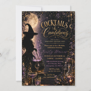 Cocktails & Cauldrons Birthday Dinner Party Invitation