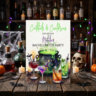 Cocktails & Cauldrons Halloween Bachelorette Party Invitation