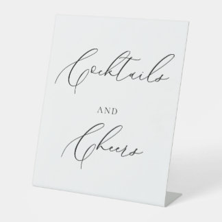 Cocktails & Cheers Wedding Sign Minimalist Elegant