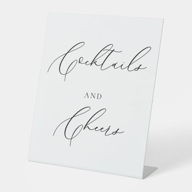 Cocktails & Cheers Wedding Sign Minimalist Elegant (Front)