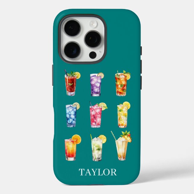 Cocktails Cocktails Cocktails Monogrammed Case-Mate iPhone Case (Back)