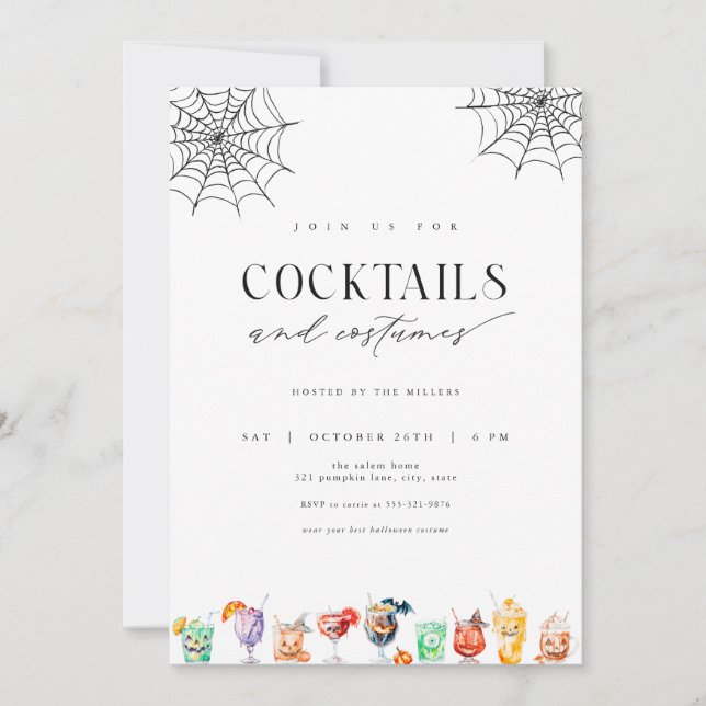 Cocktails & Costumes Halloween Party Invitation (Front)