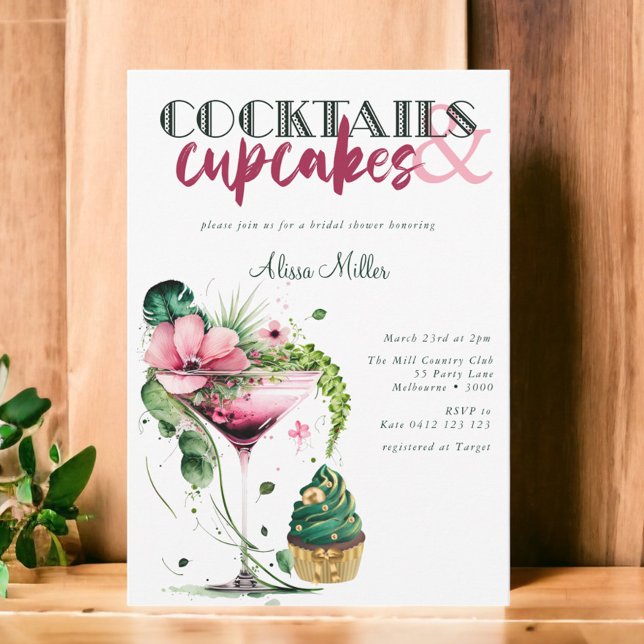 Cocktails & Cupcakes Modern Bridal Shower Invitation (Creator Uploaded)