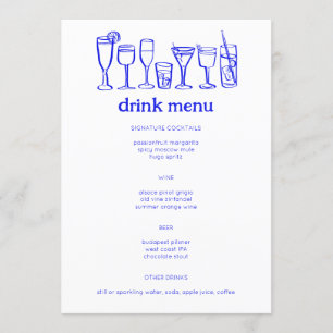 Cocktails Doodle Sketch Modern CUSTOM Drink Menu