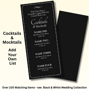 Cocktails Drinks Menu Card - Black White Infinity 