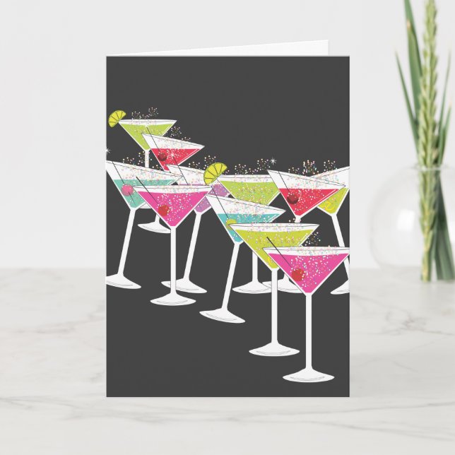 Cocktails for a Big Birthday Funny Greeting Card (Front)