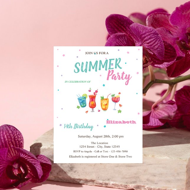 Cocktails Fruits Summer Birthday  Invitation (Creator Uploaded)