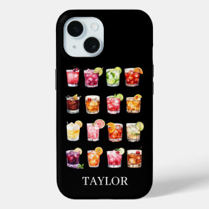 Cocktails Galore Monogrammed iPhone 15 Case