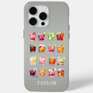 Cocktails Galore Monogrammed  iPhone 15 Pro Max Case