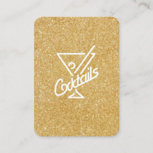 Cocktails / Glamour Gold Glitter Business Card