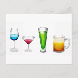 Cocktails in bright colours postcard