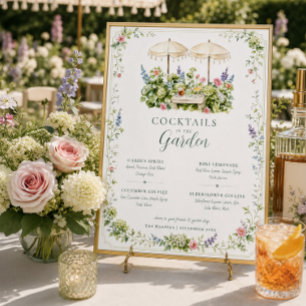 Cocktails in the Garden Botanical Bar Menu Sign