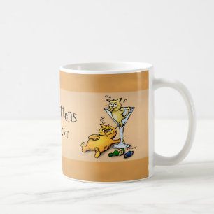 Cocktails & Kittens Gold Cartoon Mug