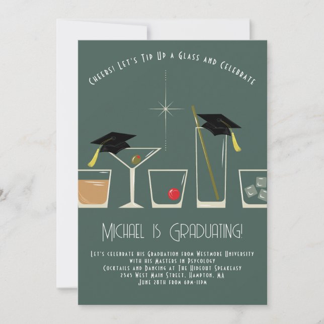 Cocktails Martini Bar Graduation Party Invitation (Front)