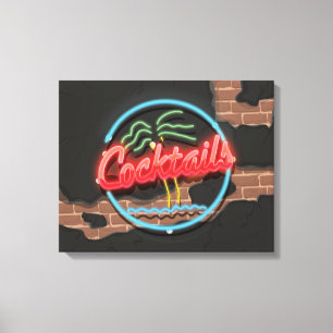 Cocktails Nightclub Neon Canvas Print