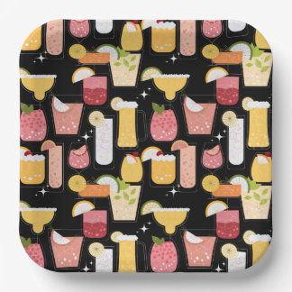 Cocktails Paper Plate