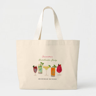 Cocktails Party Drinks Bachelorette Party Large Tote Bag
