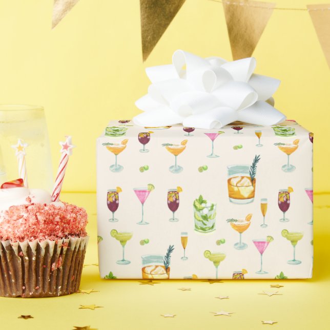 Cocktails Pattern Wrapping Paper (Birthday Party)