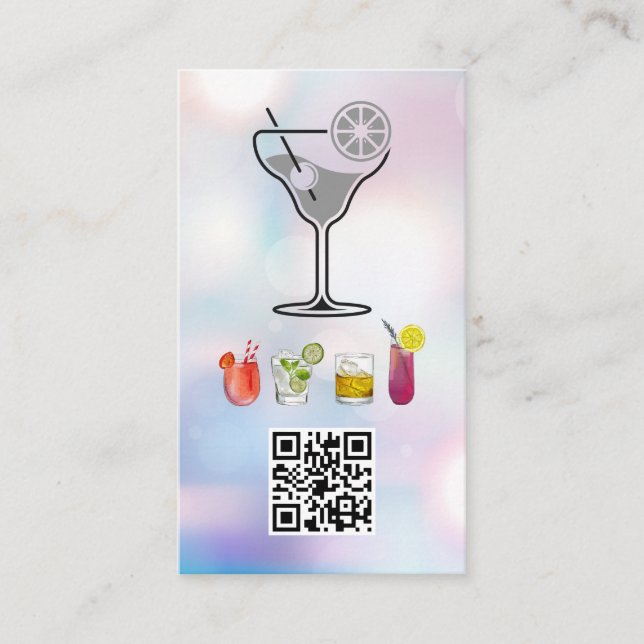 Cocktails | QR Code | Bartender Business Card (Front)