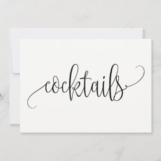 Cocktails Sign - Lovely Calligraphy Invitation