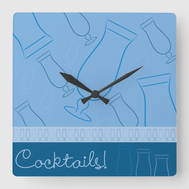 Cocktails! Square Wall Clock (Front)
