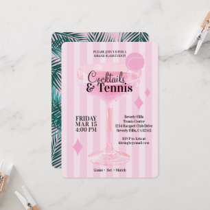 Cocktails & Tennis Party Invitation (pink)