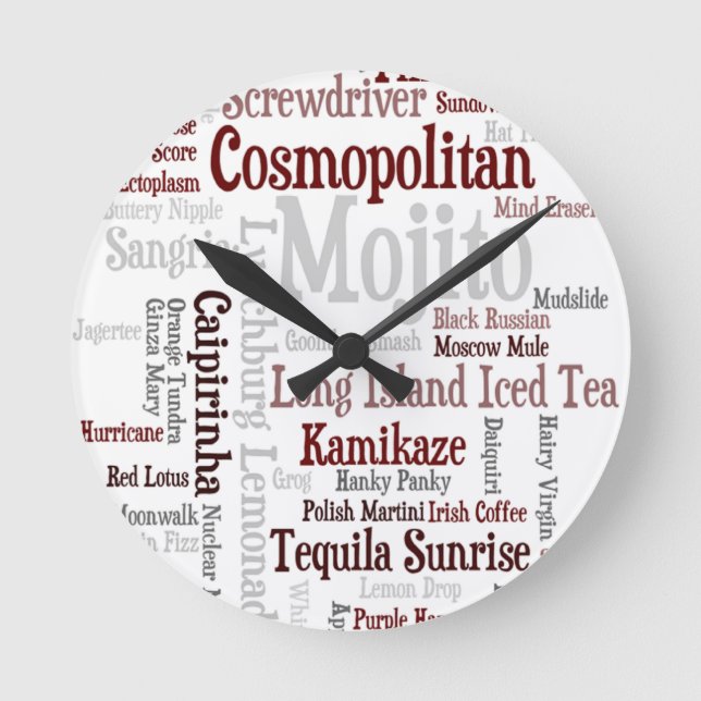 Cocktails Wall Clock (Front)