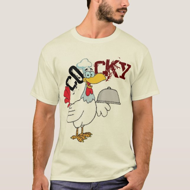 Cocky ,  Chicken Serving Chiken Dinner Tshirt (Front)