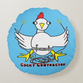 Cocky Contractor Round Cushion