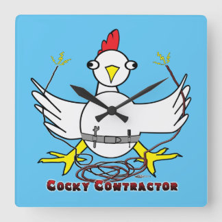 Cocky Contractor Square Wall Clock