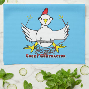Cocky Contractor Tea Towel