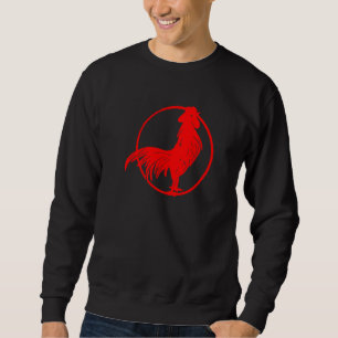 Cocky Red Rooster Zodiak Chicken Silhouette Sweatshirt