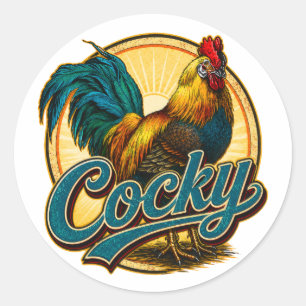 Cocky Rooster Vintage Farmhouse Classic Round Sticker