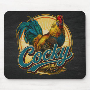 Cocky Rooster Vintage Farmhouse Mouse Pad