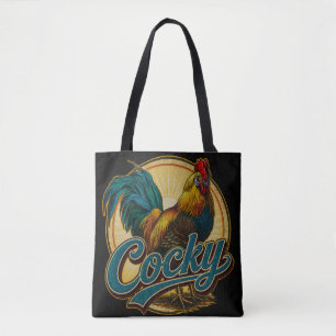 Cocky Rooster Vintage Farmhouse Tote Bag