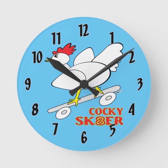 Cocky Skater Round Clock (Front)
