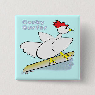 Cocky Surfer 15 Cm Square Badge