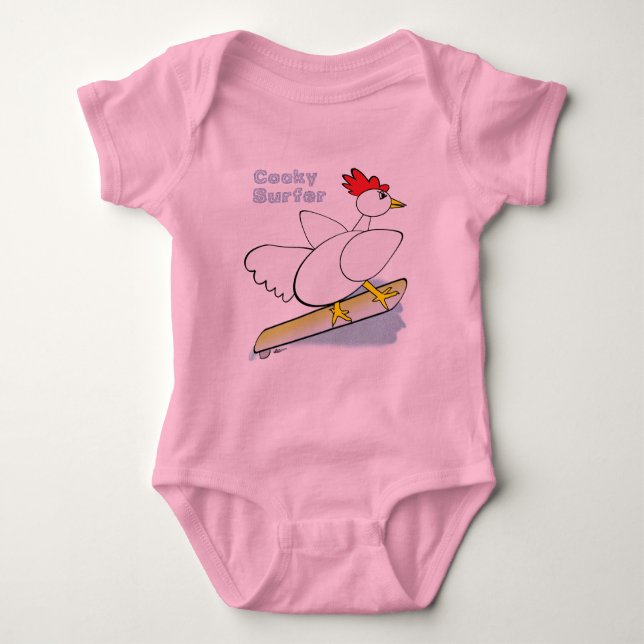 Cocky Surfer Baby Bodysuit (Front)