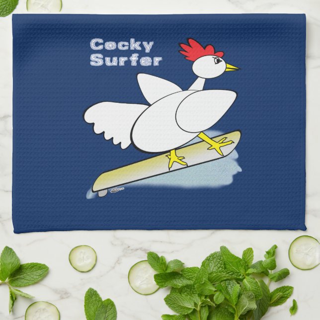 Cocky Surfer Tea Towel (Folded)