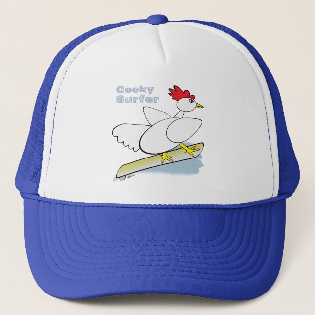 Cocky Surfer Trucker Hat (Front)
