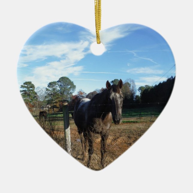 Coco and Cream brown horse Ceramic Tree Decoration (Front)