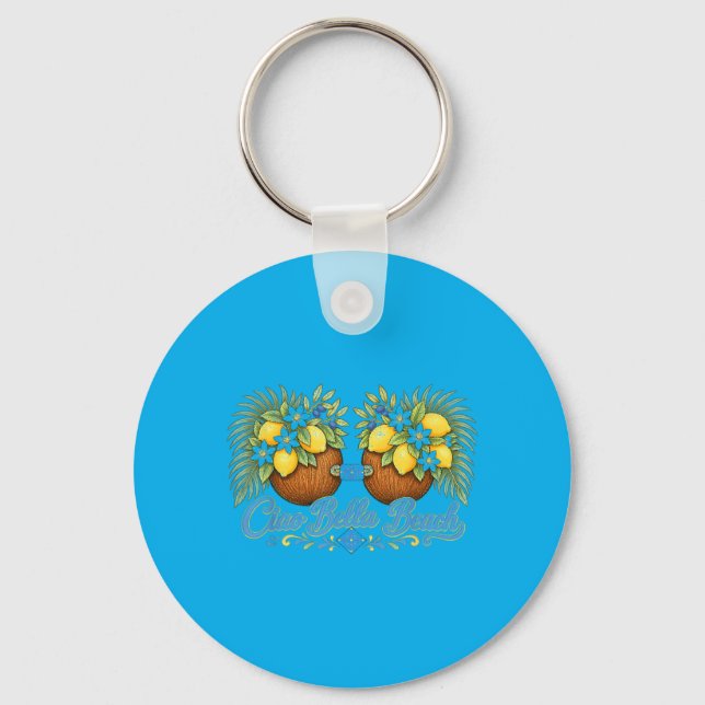 Coco Bra Italian Lemons Mediterranean Beach Key Ring (Front)