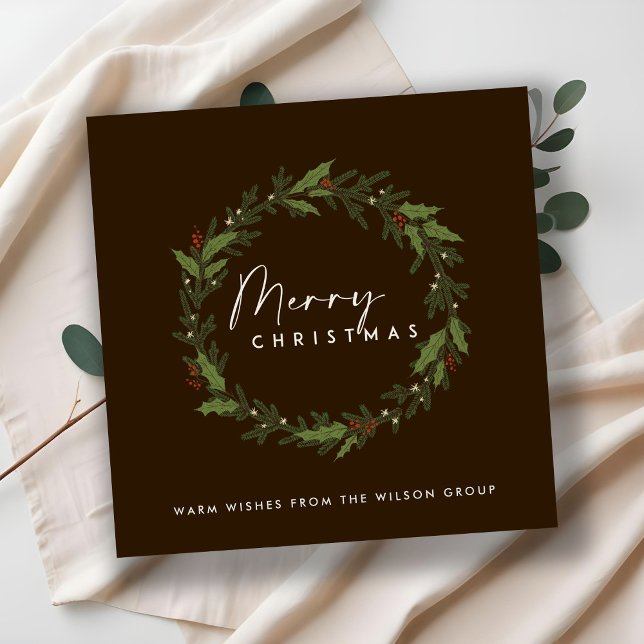 COCO BROWN CORPORATE HOLLY BERRY WREATH CHRISTMAS HOLIDAY CARD (Creator Uploaded)