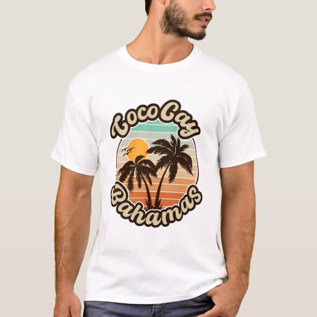 Coco Cay Bahamas Retro Sunset Souvenirs 60s T-Shirt (Front)