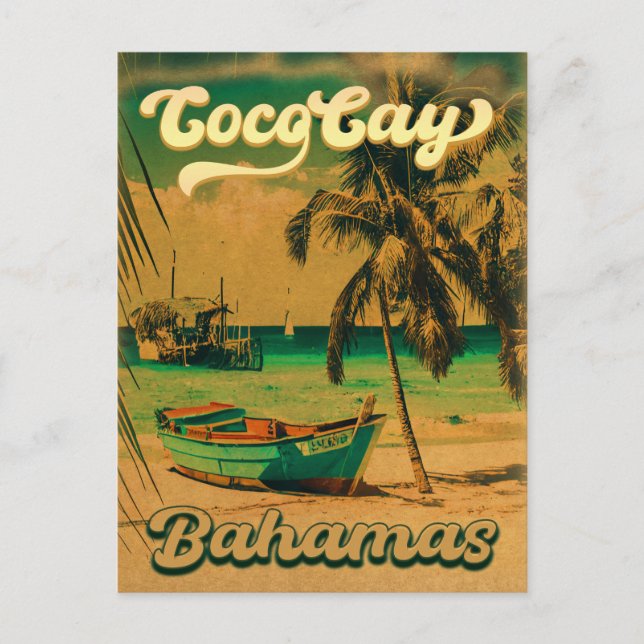Coco Cay Island Bahamas Vintage Souvenirs 80s Postcard (Front)